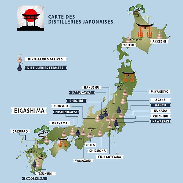 carte région origine whisky EIGASHIMA japon
