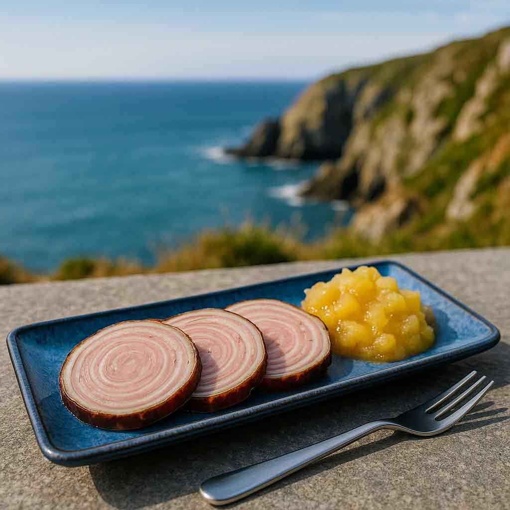 Whisky Français Eddu avec plat dégustation Andouille de Guéméné et sa compotée de pomme Golden